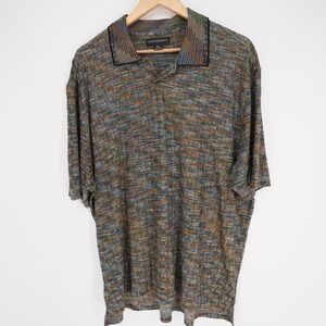 Jhane Barnes Polo Shirt Mens 2XL Multicolor Silk Blend Knit Lightweight